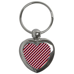 Diagonal Patriot Stripes Key Chain (heart) by StuffOrSomething