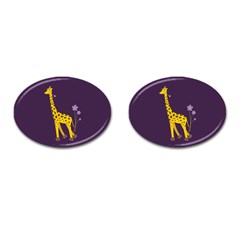 Cute Roller Skating Cartoon Giraffe Cufflinks (oval) by CreaturesStore