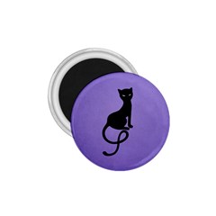 Purple Gracious Evil Black Cat 1 75  Button Magnet by CreaturesStore