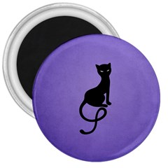 Purple Gracious Evil Black Cat 3  Button Magnet by CreaturesStore