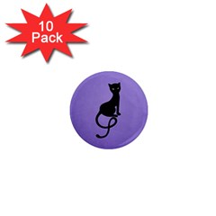 Purple Gracious Evil Black Cat 1  Mini Button Magnet (10 Pack) by CreaturesStore