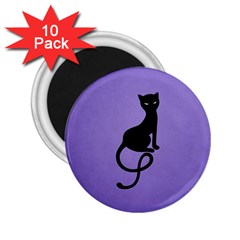 Purple Gracious Evil Black Cat 2 25  Button Magnet (10 Pack) by CreaturesStore