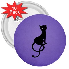 Purple Gracious Evil Black Cat 3  Button (10 Pack) by CreaturesStore