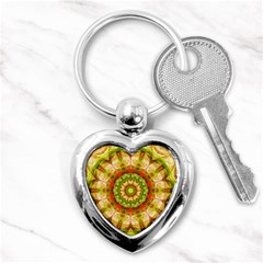 Red Green Apples Mandala Key Chain (heart) by Zandiepants