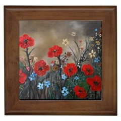 Poppy Garden Framed Ceramic Tile by rokinronda