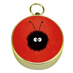 Red Cute Dazzled Bug Gold Compass