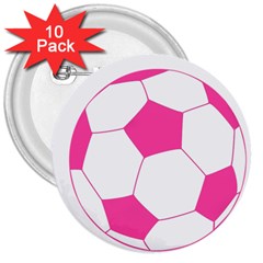 Soccer Ball Pink 3  Button (10 Pack)