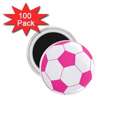 Soccer Ball Pink 1 75  Button Magnet (100 Pack) by Designsbyalex