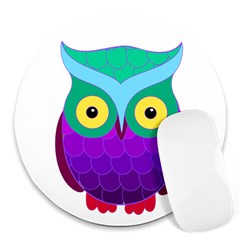 Groovy Owl 8  Mouse Pad (round) by SaraThePixelPixie