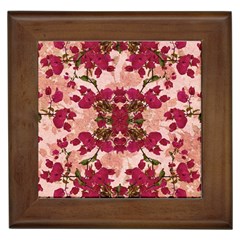 Retro Vintage Floral Motif Framed Ceramic Tile