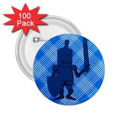 Blue Knight On Plaid 2 25  Button (100 Pack) by StuffOrSomething