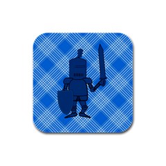 Blue Knight On Plaid Drink Coasters 4 Pack (square) by StuffOrSomething