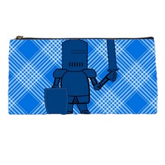 Blue Knight On Plaid Pencil Case by StuffOrSomething