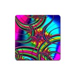 Abstract Neon Fractal Rainbows Magnet (Square) Front