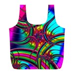 Abstract Neon Fractal Rainbows Reusable Bag (L) Back