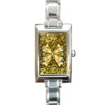 Golden sequins and bow Rectangular Italian Charm Watch Front