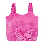 Soft Pink Frost of Morning Fractal Reusable Bag (L) Front