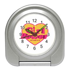 Girl Power Heart Shaped Typographic Design Quote Desk Alarm Clock by dflcprints