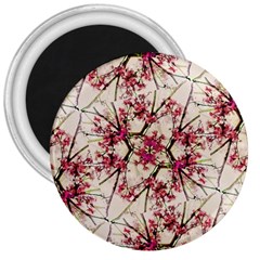 Red Deco Geometric Nature Collage Floral Motif 3  Button Magnet