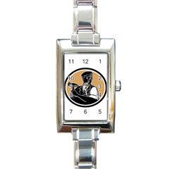 Carpenter Holding Hammer Woodcut Rectangular Italian Charm Watch by retrovectors