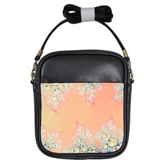 Peach Spring Frost On Flowers Fractal Girl s Sling Bag by Artist4God