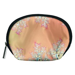 Peach Spring Frost On Flowers Fractal Accessory Pouch (medium) by Artist4God