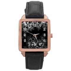 Midnight Frost Fractal Rose Gold Leather Watch  by Artist4God