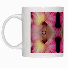 Pink Gladiolus Flowers White Coffee Mug by Artist4God