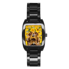 Sunflowers Stainless Steel Barrel Watch by icarusismartdesigns