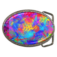 Colour Chaos  Belt Buckle (oval) by icarusismartdesigns