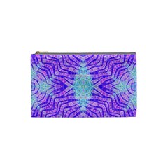 Turquoise Purple Zebra Pattern  Cosmetic Bag (small)