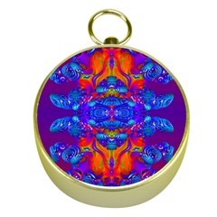 Abstract Reflections Gold Compass by icarusismartdesigns