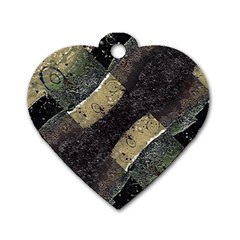 Geometric Abstract Grunge Prints In Cold Tones Dog Tag Heart (two Sided) by dflcprints