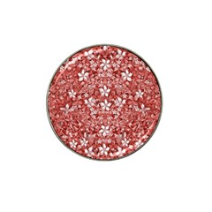 Flowers Pattern Collage In Coral An White Colors Golf Ball Marker (for Hat Clip) by dflcprints