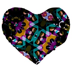 Digital Futuristic Geometric Pattern 19  Premium Flano Heart Shape Cushion