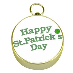 Happy St Patricks Text With Clover Graphic Gold Compass