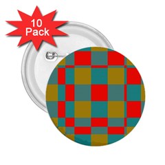 Squares In Retro Colors 2 25  Button (10 Pack)