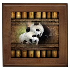 Panda Love Framed Ceramic Tile