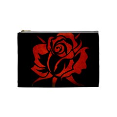 Red Rose Etching On Black Cosmetic Bag (medium) by StuffOrSomething