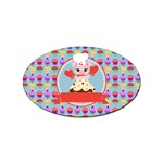 Cupcake with Cute Pig Chef Sticker 100 Pack (Oval) Front