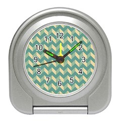 Mint Modern Retro Chevron Patchwork Pattern Desk Alarm Clock