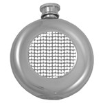 Gray And White Leaf Pattern Hip Flask (Round) Front