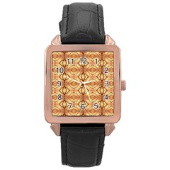 Faux Animal Print Pattern Rose Gold Leather Watch 