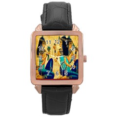 Egyptian Queens Rose Gold Leather Watch 