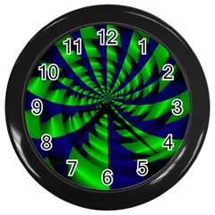 Green Blue Spiral Wall Clock (black)