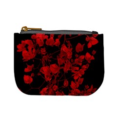 Dark Red Flower Coin Change Purse