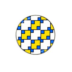 Yellow And Blue Squares Pattern Hat Clip Ball Marker