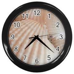 Sunny White Seashells Wall Clock (black) by yoursparklingshop