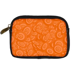 Orange Abstract 45s Digital Camera Leather Case by StuffOrSomething