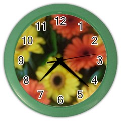 Orange Yellow Daisy Flowers Gerbera Wall Clock (color) by yoursparklingshop